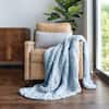 Becky Cameron Light Blue Chunky Knit Acrylic Throw Blanket IEH