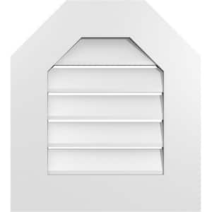 18 in. x 20 in. Octagonal Top Surface Mount PVC Gable Vent: Functional with Standard Frame