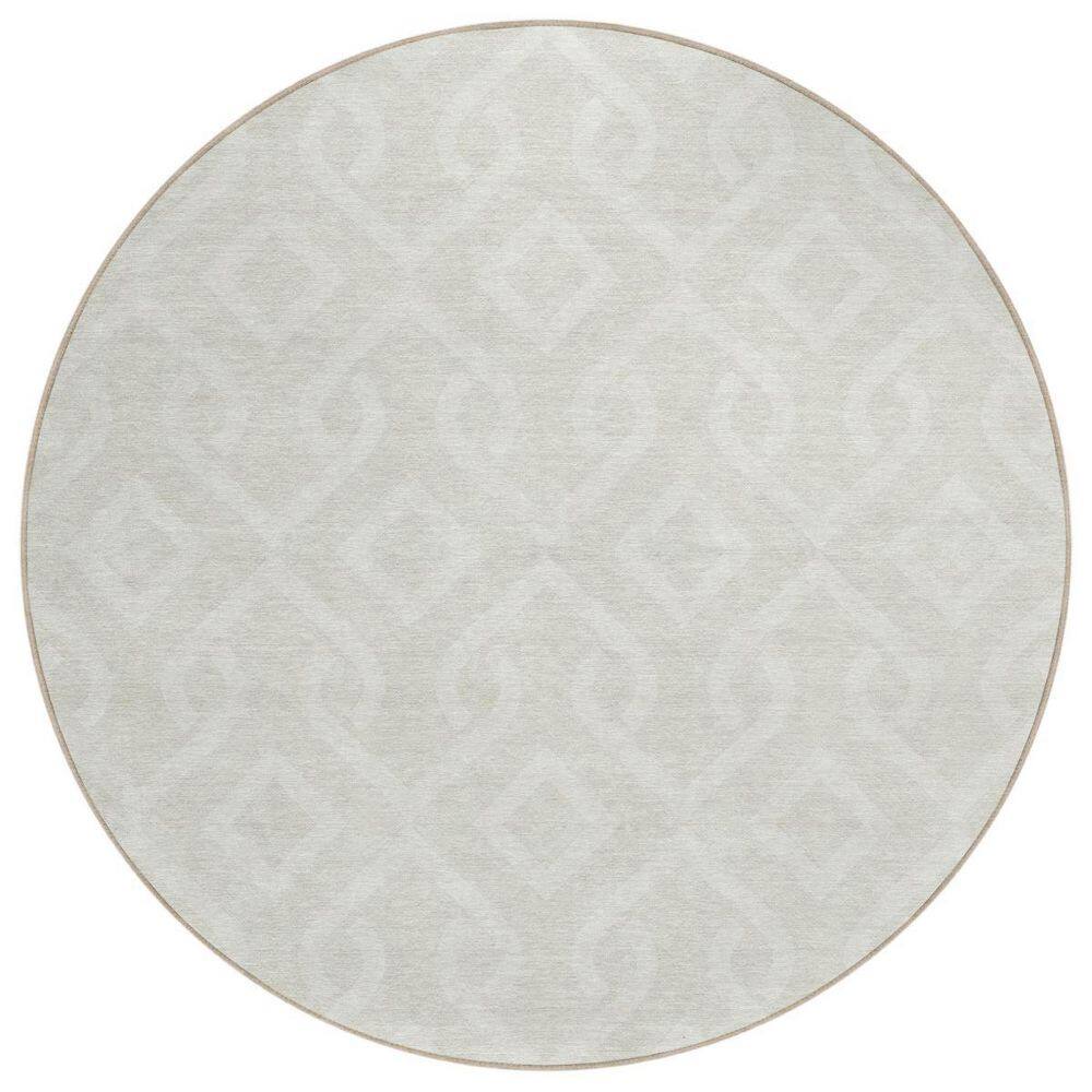 Ivory, Light Gray 8 ft. Round Woven Geometric Polyester Round Indoor/Outdoor Area Rug price history on PriceWatchPro