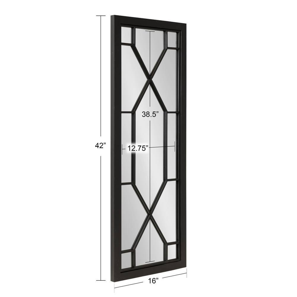 Mavis Black Framed Rectangular Wall Mirror with Geometric Inlay