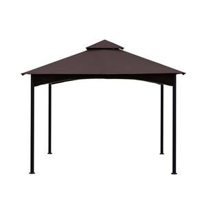 11 ft. x 11 ft. x 9.35 ft. Square Steel Brown Outdoor Patio Gazebo Canopy With Double Roof