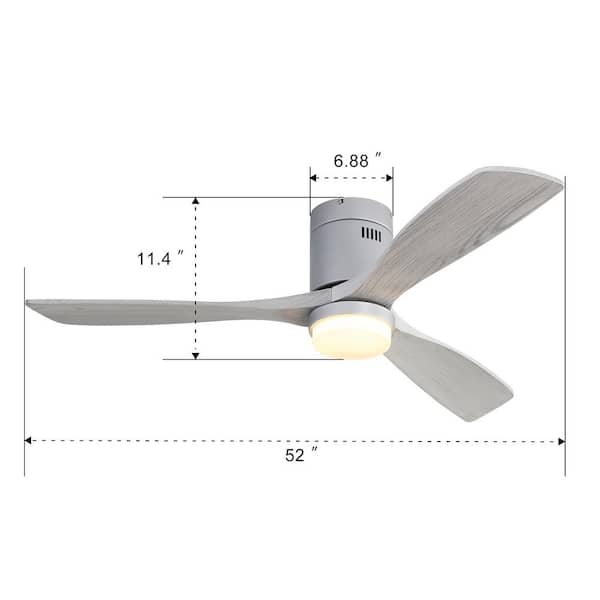 Sofucor 52 in. LED Indoor/Outdoor Flush Mount Smart Silver Ceiling Fan with  Reversible Wood Blades, 6-Speed DC Remote Control ZSKBKN220209009 The  Home Depot