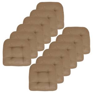 19 in. x 19 in. x 5 in. Solid Tufted Indoor/Outdoor Chair Cushion U-Shaped in Taupe (12-Pack)