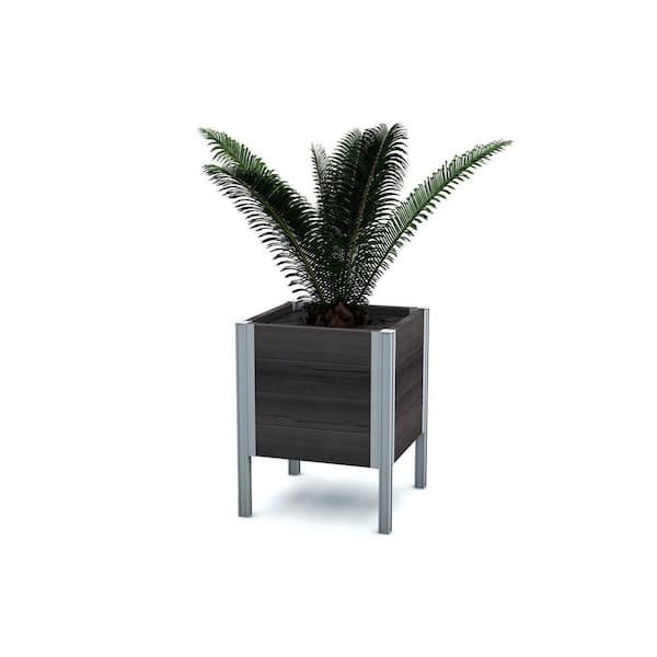 VITA Urbana 17"L x 17"W x 22"H Vinyl Raised Planter, Espresso Brown, VT17510