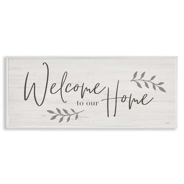 Welcome To Our Home Country Sign by Natalie Carpentieri White Framed Giclee Art Print Typography 24 in. x 10 in.