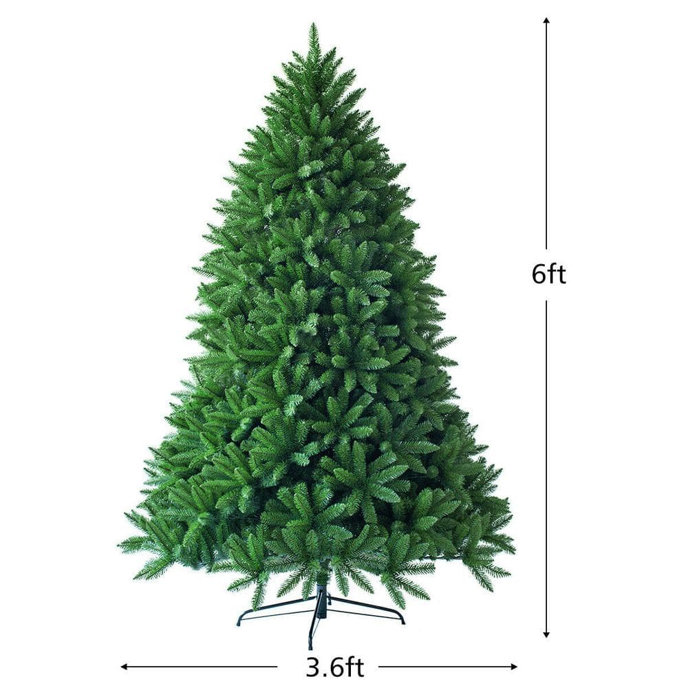 6ft Green PVC Hinged Artificial Christmas Fir Tree with Metal Stand