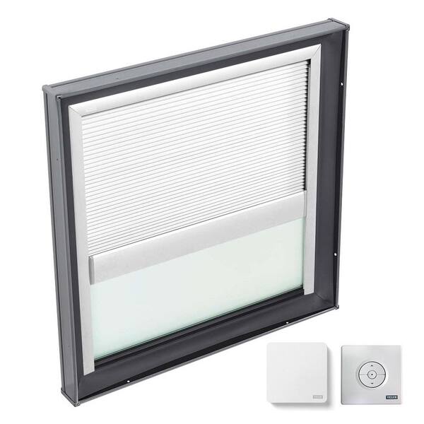VELUX 22-1/2 in. x 22-1/2 in. Fixed Curb-Mount Skylight with Laminated Low-E3 Glass and White Room Darkening Blind
