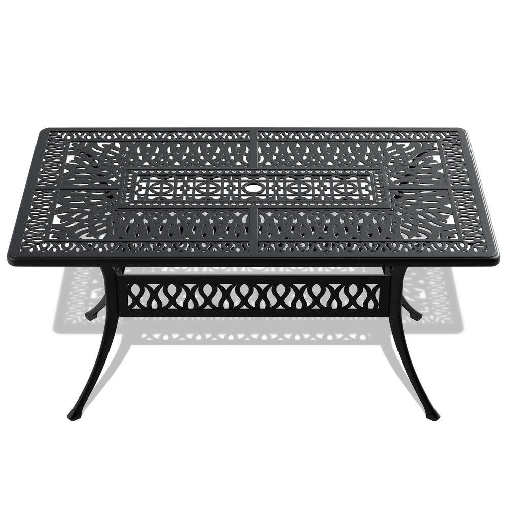 Aluminum Outdoor Dining Table with Umbrella Hole, Black price history on PriceWatchPro
