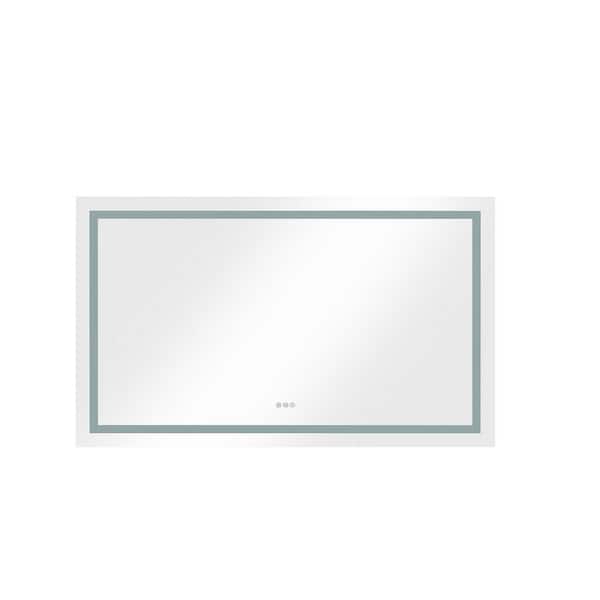 Interbath 72 in. W x 36 in. H Rectangular Frameless LED Mirror Anti-Fog Dimmable with Memory Function Wall Bathroom Vanity Mirror