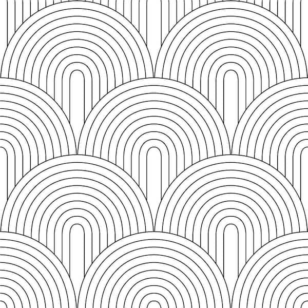 Black Abstract Rainbow Removable Self-Adhesive Peel and Stick Wallpaper ...
