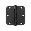 30 Pack Rounded Matte Black Door Hinges 3.5 Inch 5/8 Radius Interior 3 1/2  Inch Flat Iron Bifold Residential Standard Bedroom Indoor for Doors 3 ½x