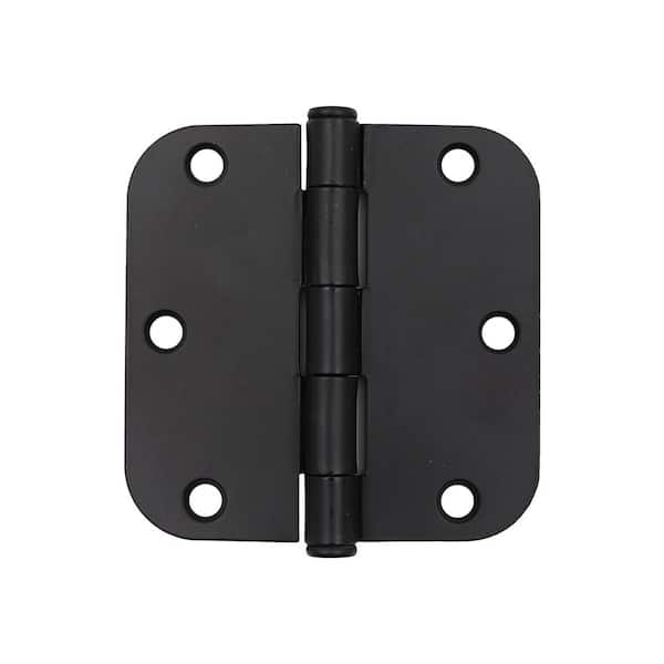 Everbilt 3-1/2 in. x 5/8 in. Radius Matte Black Squeak-Free Door Hinge  (12-Pack) 28326 - The Home Depot