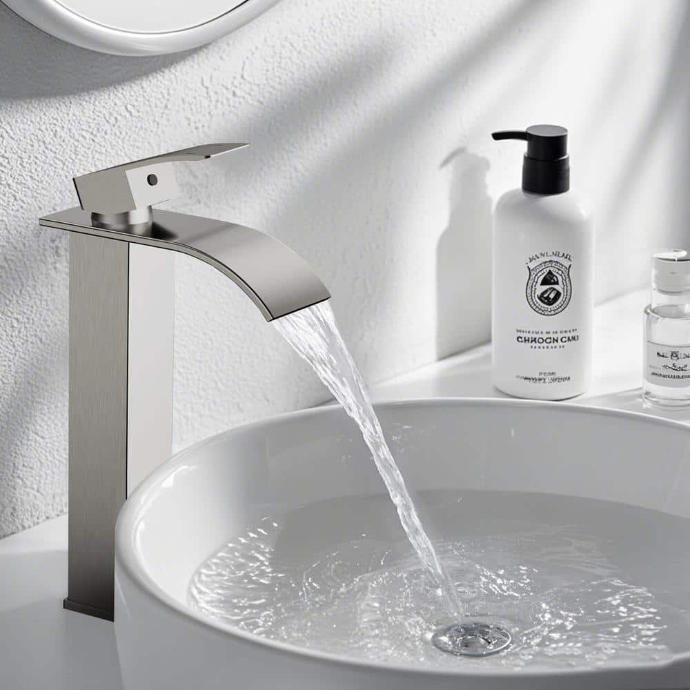 Brushed Nickel Single Handle High Arc Bathroom Faucet