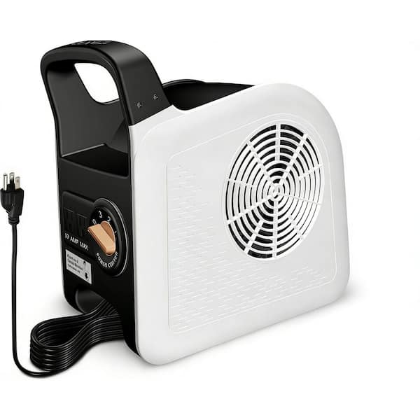 12. 6in 3-Speed Air Mover Blower Fan Portable Floor Dryer 325 CFM Adjustable Angle Circuit Breaker for Home Garage