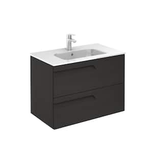 Vitale 32 in. W x 18 in. D Vanity in Nature Grey with Vanity Top in White with White Basin