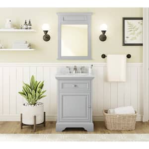 Sadie 25 in. W x 21 3/4 in. D x 35 in. H Vanity in Dove Grey with Natural White Marble Top and White Sink