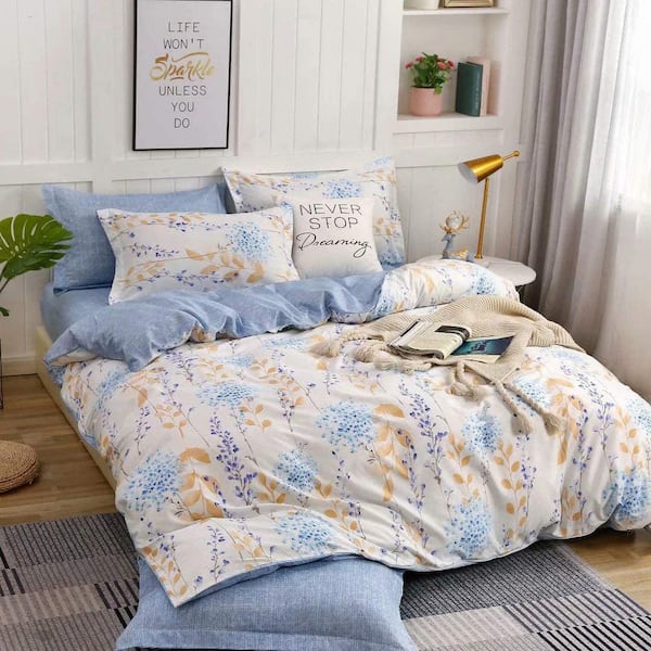 Shatex 2-Piece Blue Microfiber Polyester Twin Comforter Set