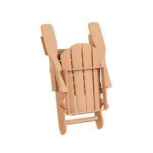 Addison Teak 12-Piece HDPE Plastic Folding Adirondack Chair Patio Conversation Seating Set with Ottoman and Table