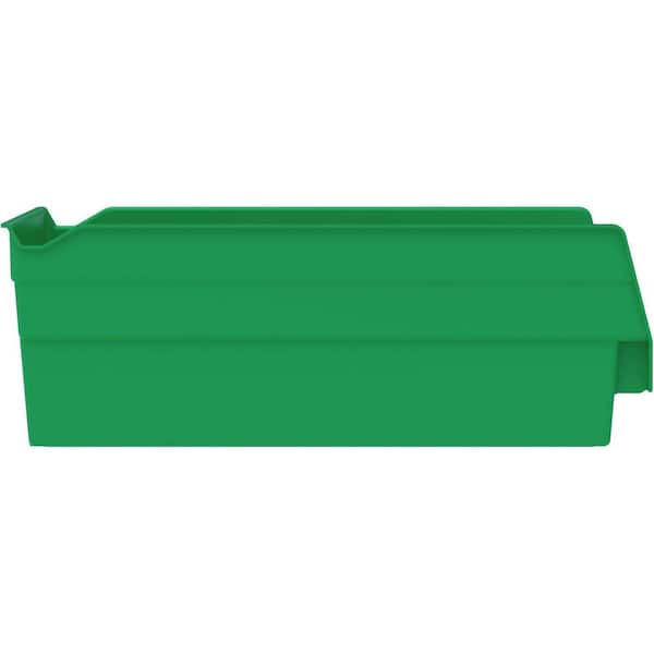 30130 Plastic Stackable Shelf Bins, 12 in. x 6 1/2 in. x 4 in. Green, 12-pack