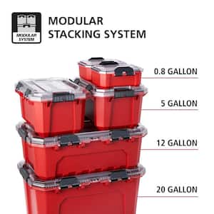 20-Gal. Professional Heavy Duty Waterproof Stackable Plastic Storage Container with Hinged Lid in Red