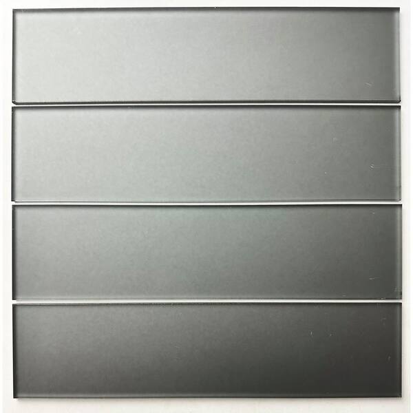 ABOLOS Transitional Design Style Matte Gray Subway 3 in. x 12 in. Glass Decorative Wall Tile (1 sq. ft./Case)
