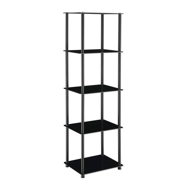 null Designs2Go 61.25 in. Black Glass 5 Shelf Accent Bookcase