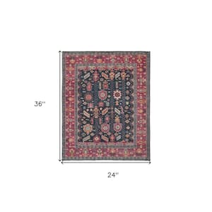 2 x 3 Pink and Blue Floral Area Rug