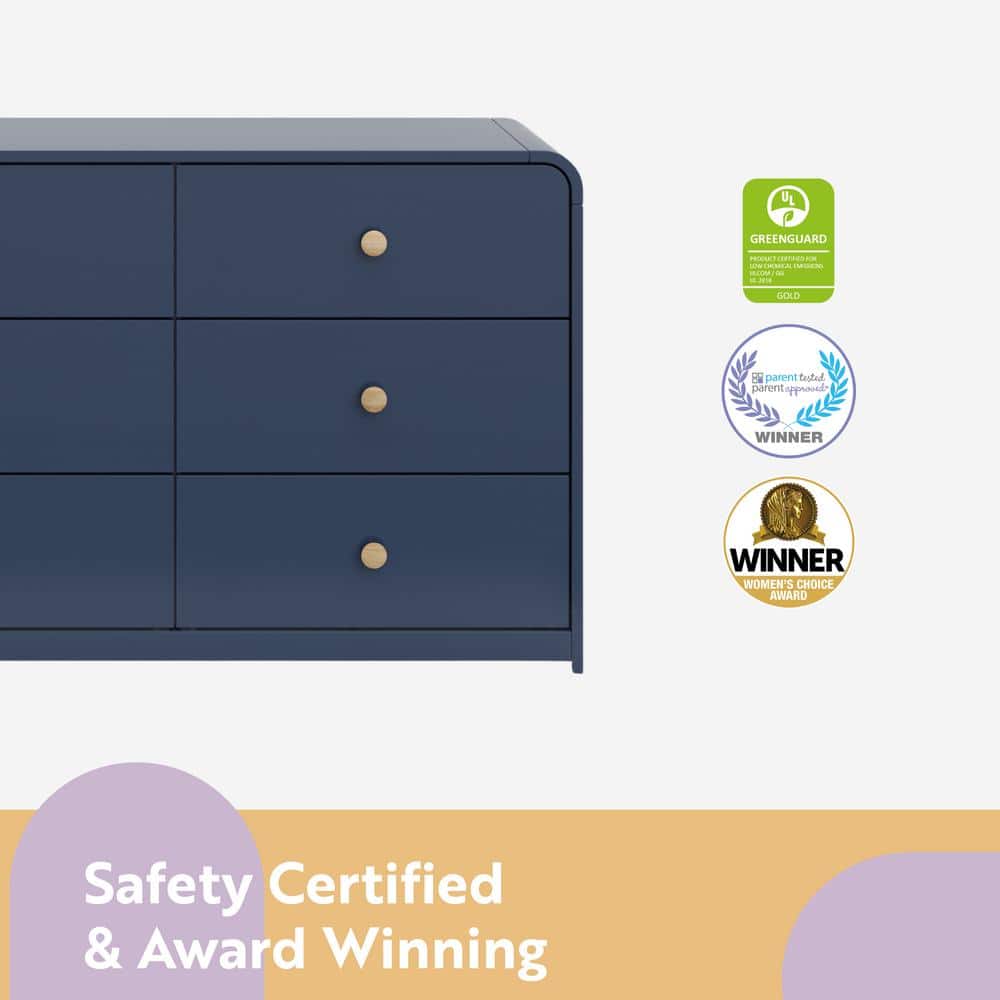 Midnight Blue Double Nursery Dresser with 6 Drawers