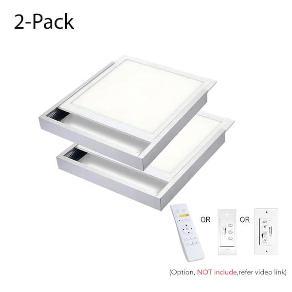 2 ft. x 2 ft. 400W Equivalent 4200 LM Dimmable CCT White Integrated LED Panel Light Flush Mount Troffer w/ Frames (2-PK)