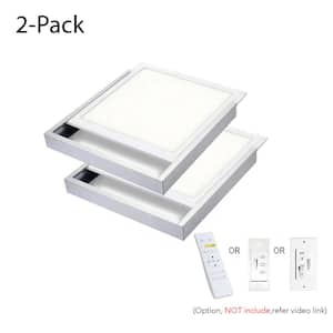 2 ft. x 2 ft. 400W Equivalent 4200 LM Dimmable CCT White Integrated LED Panel Light Flush Mount Troffer w/ Frames (2-PK)