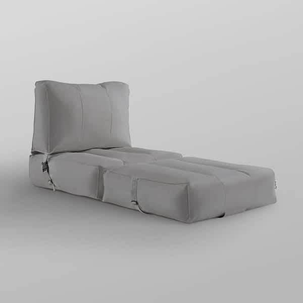 Loungie Comfy Light Grey Bean Bag Arm Chair Nylon Foam Lounger