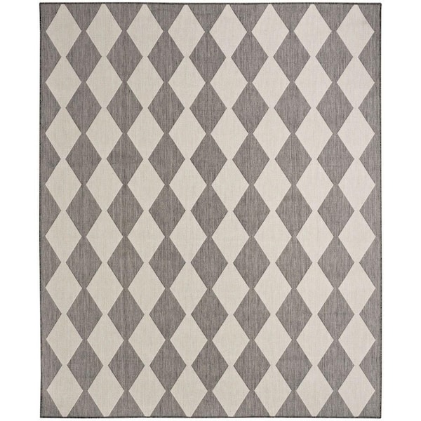 Nourison Positano Charcoal 5 ft. x 7 ft. Diamond Contemporary Area Rug