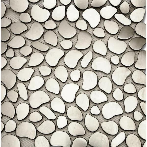 Ivy Hill Tile Corrie Pavestone 12 in. x 12 in. x 8 mm Polished Brushed Silver Metal Mosaic Tile