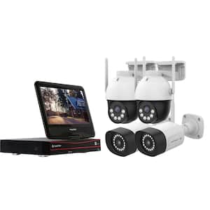 8CH Wireless NVR Surveillance kit, 10.1 in. & 2TB HDD (2x 3MP Floodlight Audio, 2x Pan-tilt Audio Panic Siren Cameras)