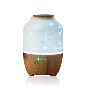 White in Ceramic Oil Diffuser Cover with Lily Pattern