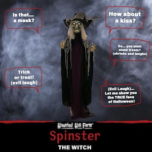 83 in. Battery Operated Poseable Standing Witch with Red LED Eyes Halloween Prop