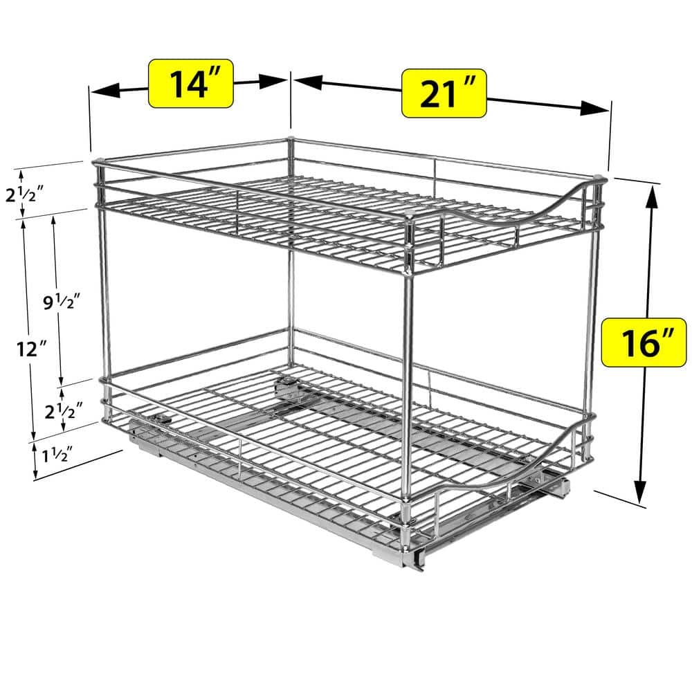 Lynk Professional Chrome Double Tier Slide Out Shelf Organizer