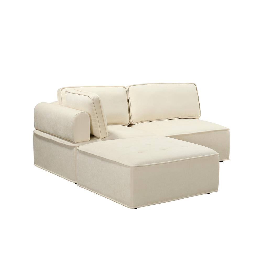 ARTFUL LIVING DESIGN Alfonso 72.4 in. Wide Ivory Polyester Sectional ...