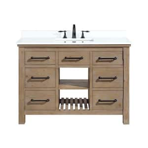 Lauren 48 in. Single Bath Vanity in Weathered Fir with White Engineered Stone Top with White Basin