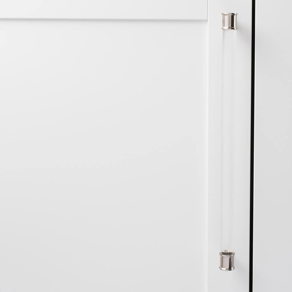 12" Satin Nickel and Clear Acrylic Bar Cabinet Pull