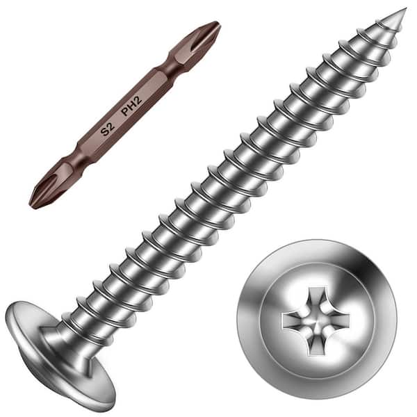 #8 x 1-1/2 in. 410 Stainless Steel Phillips Truss Head Self-Tapping Wood Screws (150-Pack)