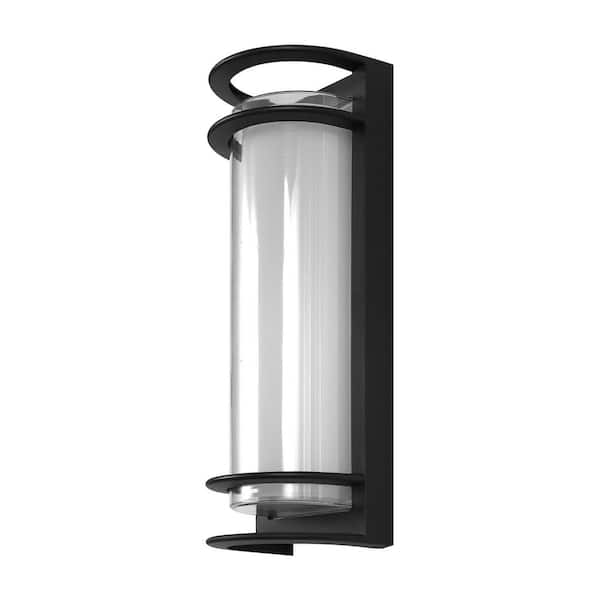 Emeritpro 6.22 in. 1-Light Black Outdoor Hardwired Integrated LED Cylinder Wall Sconce for Garden or Patio