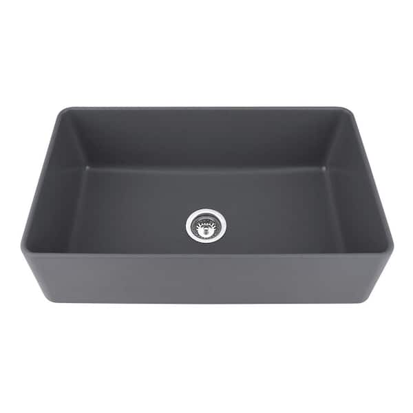 Maincraft Gray Quartz 33 in. Single Bowl Farmhouse Apron Kitchen Sink