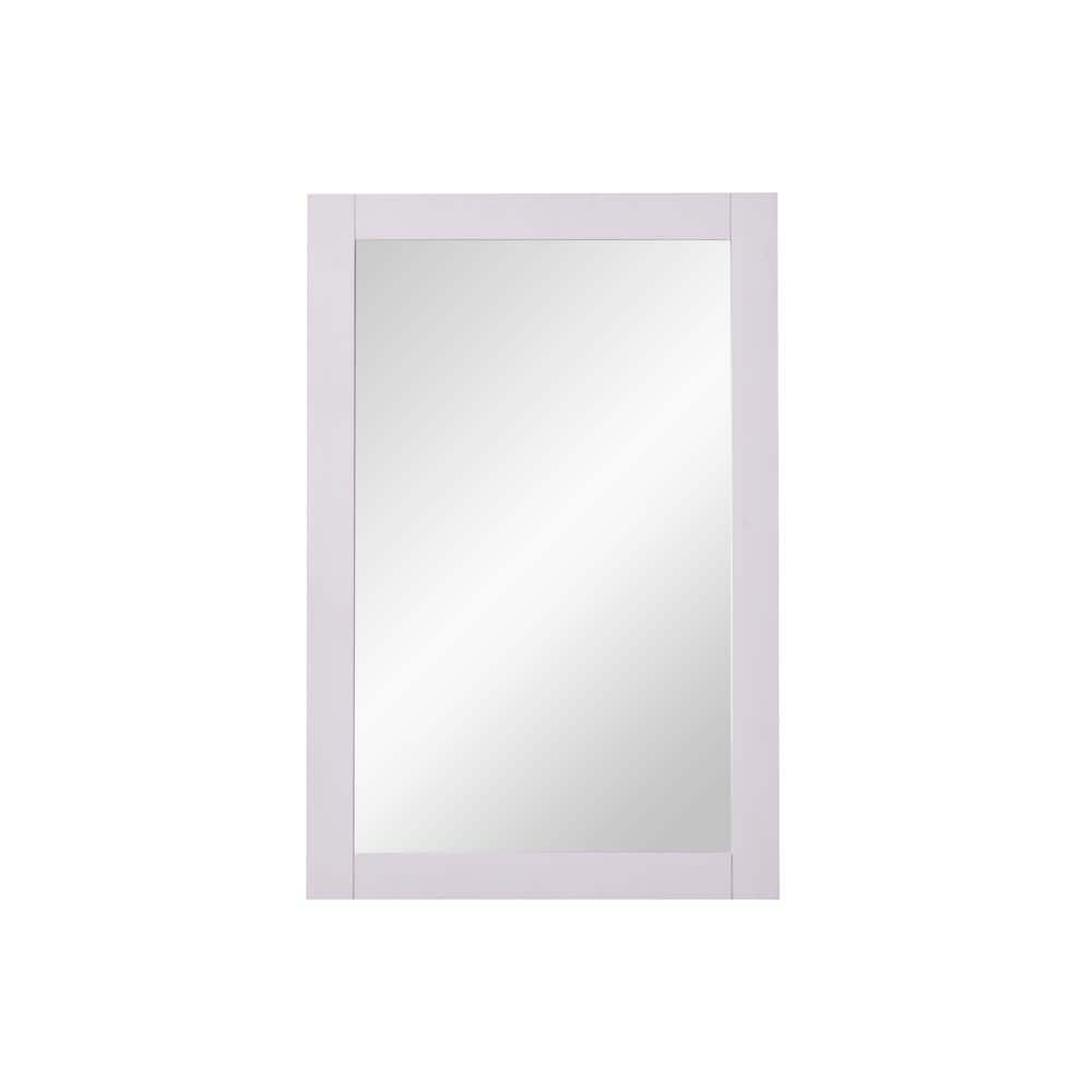32 in. H x 22 in. W White Modern Rectangular Framed Vanity Mirror