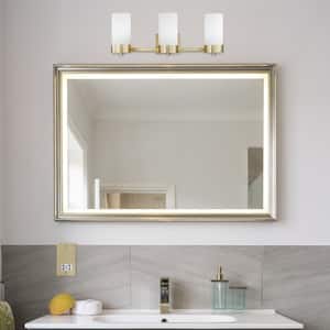 Marcie 24 in. 3-Light Matte brass Vanity Light with Frosted Glass Shades