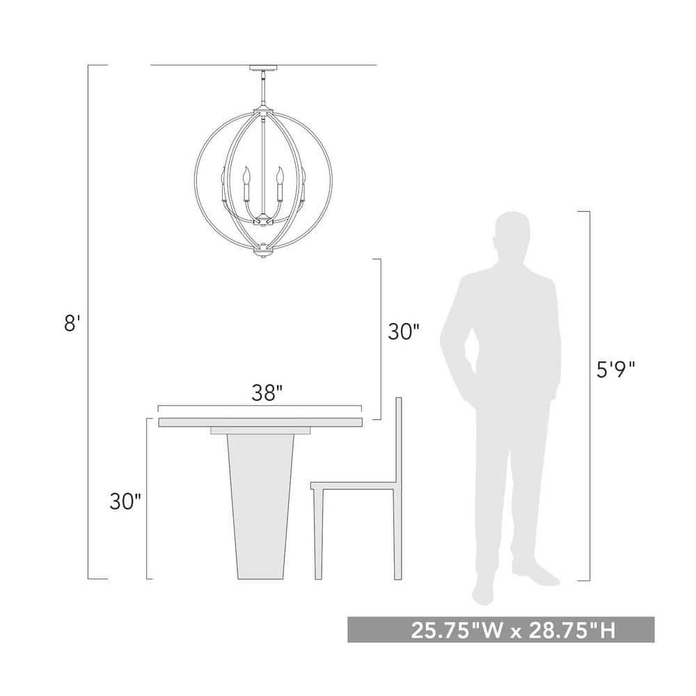 Colson 26" Matte Black Steel 6-Light Chandelier
