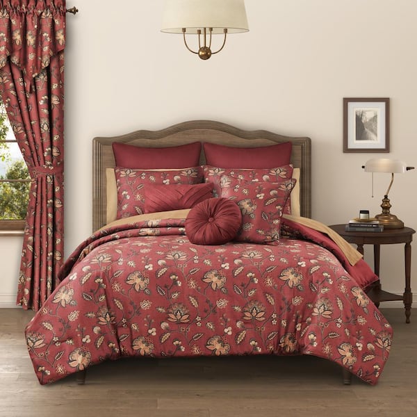 Bari Red Polyester Full/Queen 3-Piece Comforter Set
