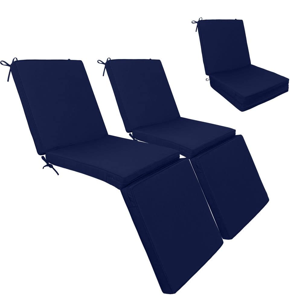 2-Piece Blue 24 x 71 Water Resistant Outdoor Chaise Lounge Cushions, Tri-Fold Replacement Cushions for Patio Furniture price history on PriceWatchPro