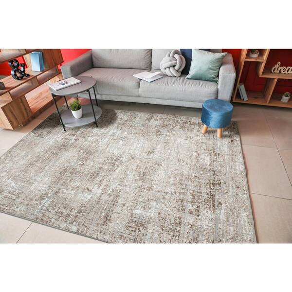Unbranded Beige 3 ft. x 5 ft. Livigno 1241 Transitional Striated Area Rug
