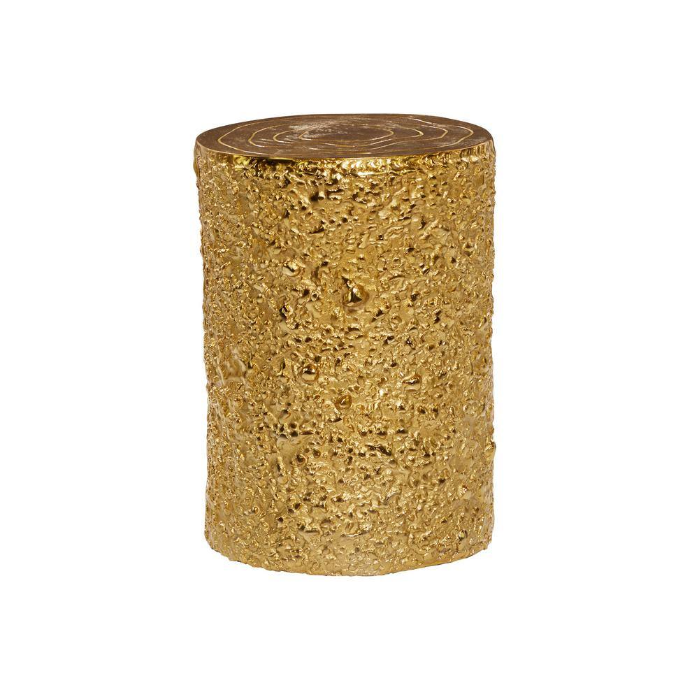 Gold Textured Aluminum Round Accent Table